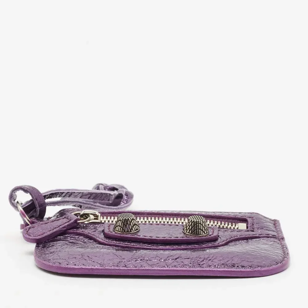Balenciaga Le Cagole Leather Coin Purse ~ Metallic Purple